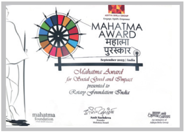 Celebrating social impact Rotary Foundation (India) wins the Mahatma Award 2023